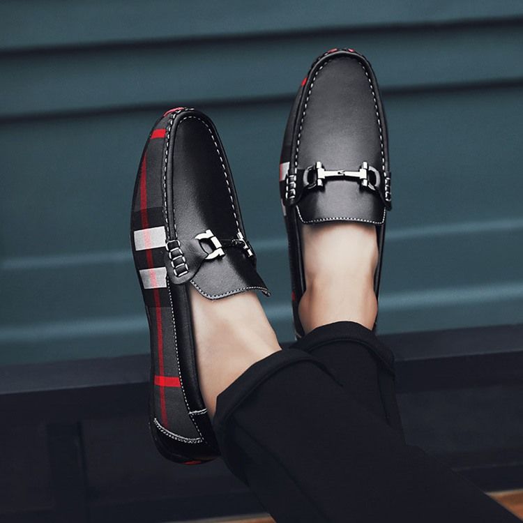 Plaid Slip-on Round Toe Miesten Kengät