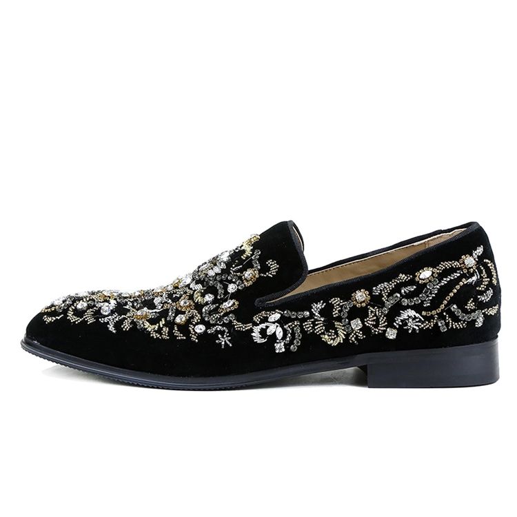 Rhinestone Round Toe Slip-on Miesten Vapaa-ajan Kengät