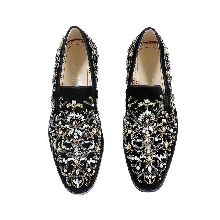 Rhinestone Round Toe Slip-on Miesten Vapaa-ajan Kengät