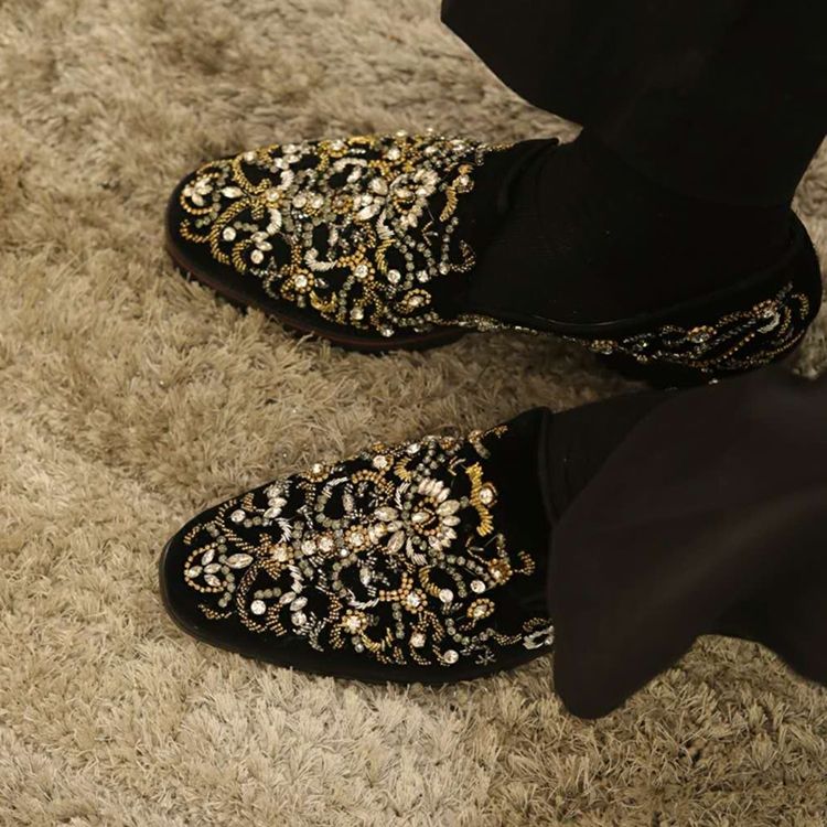 Rhinestone Round Toe Slip-on Miesten Vapaa-ajan Kengät