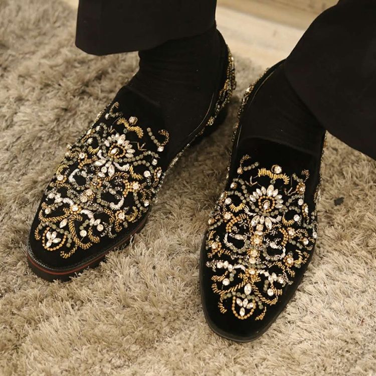 Rhinestone Round Toe Slip-on Miesten Vapaa-ajan Kengät