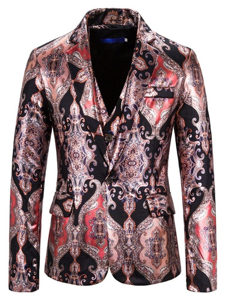 Blazer Print One Button Miesten Puku