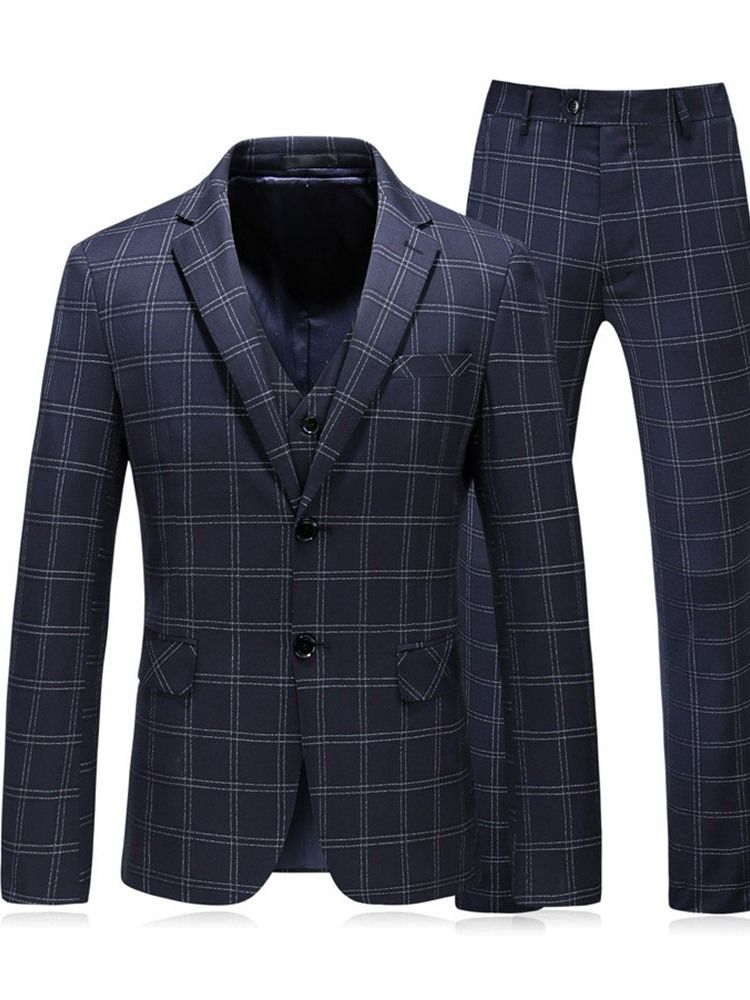 Muoti Plaid Blazer Miesten Puku