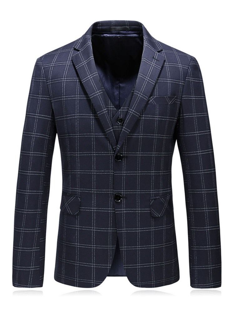 Muoti Plaid Blazer Miesten Puku