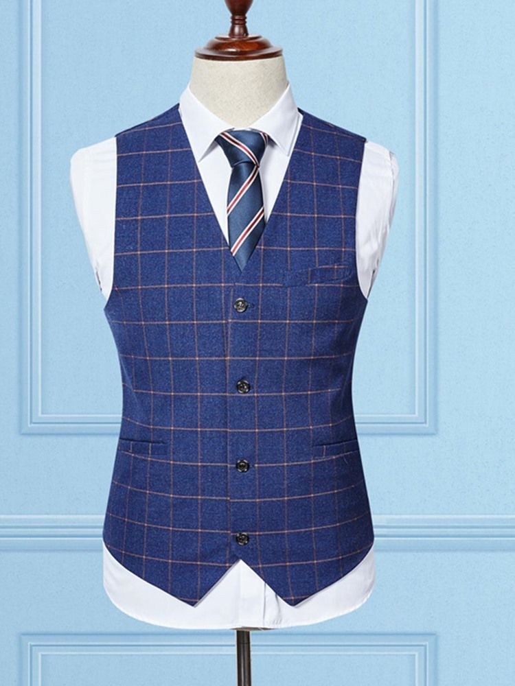 Plaid Blazer Housut Miesten Puku