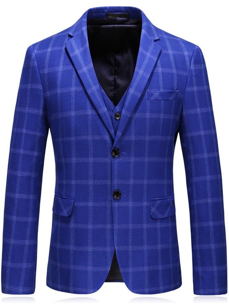 Plaid Blazer Miesten Puku