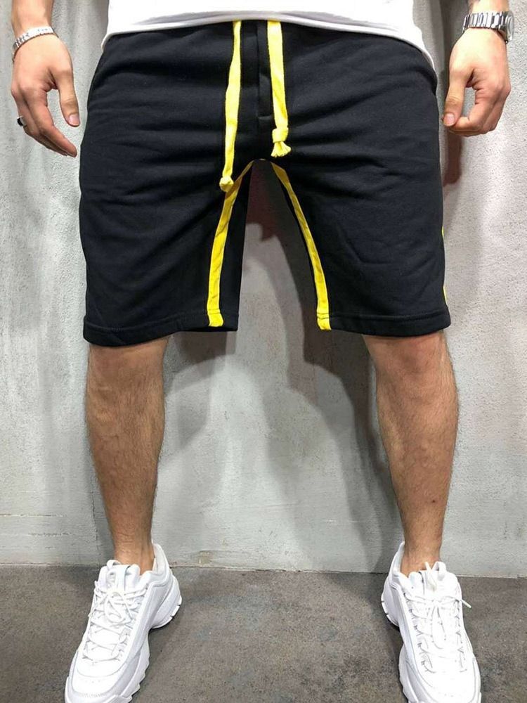 Lace-up Straight Stripe Mid Waist Miesten Rento Shorts