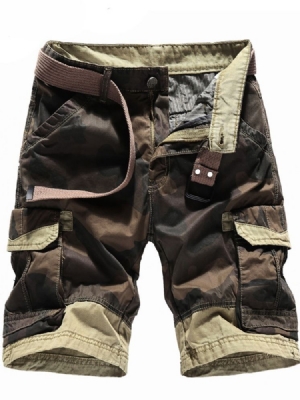 Miesten Camouflage Straight Pocket -vetoketjuhousut