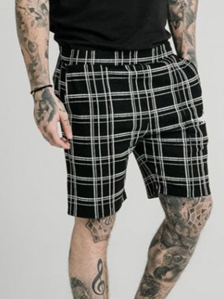 Plaid Pocket Elastics Miesten Rento Shorts