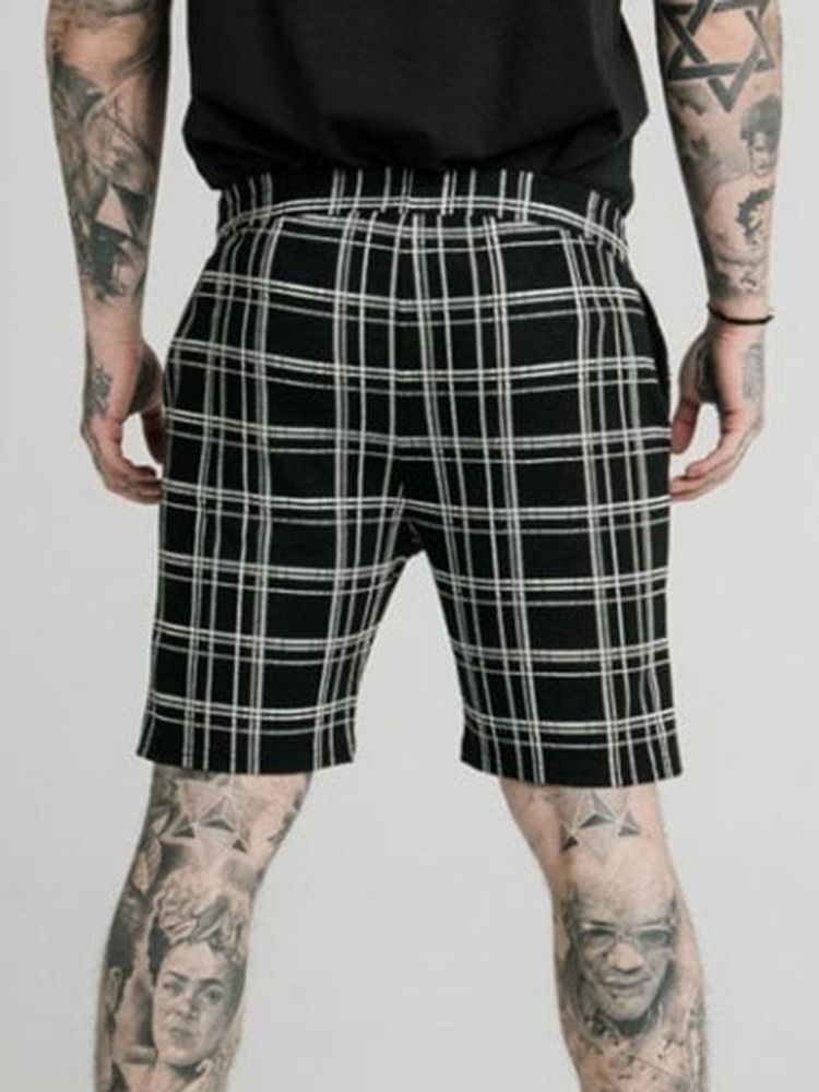 Plaid Pocket Elastics Miesten Rento Shorts