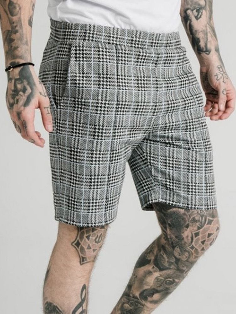 Plaid Pocket Elastics Miesten Rento Shorts