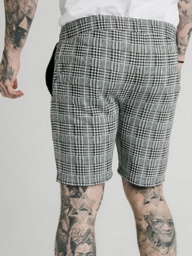 Plaid Pocket Elastics Miesten Rento Shorts