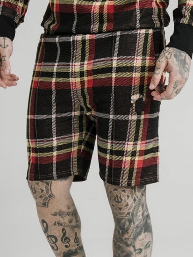 Plaid Pocket Elastics Miesten Rento Shorts