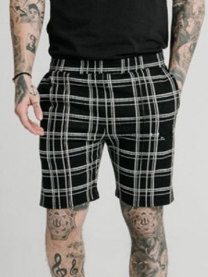 Pocket Plaid Straight Elastics Miesten Rento Shorts