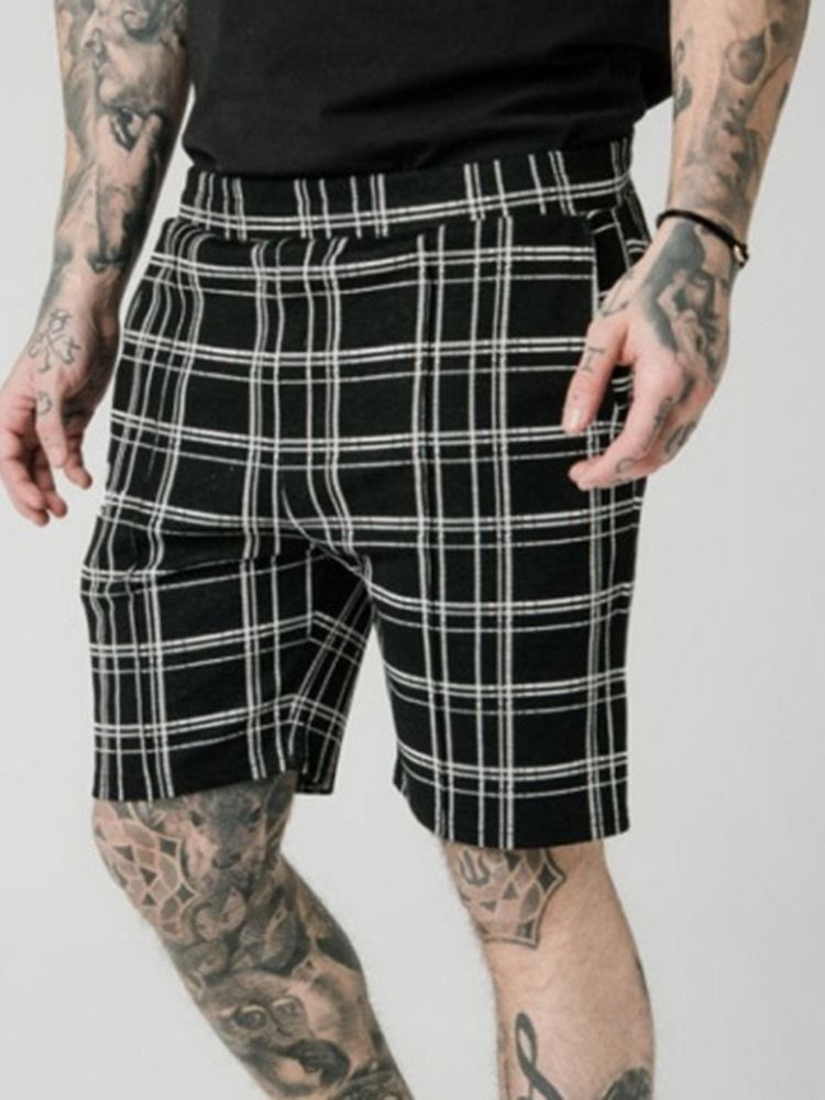 Pocket Plaid Straight Elastics Miesten Rento Shorts