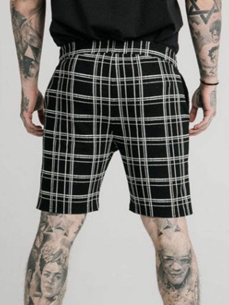 Pocket Plaid Straight Elastics Miesten Rento Shorts