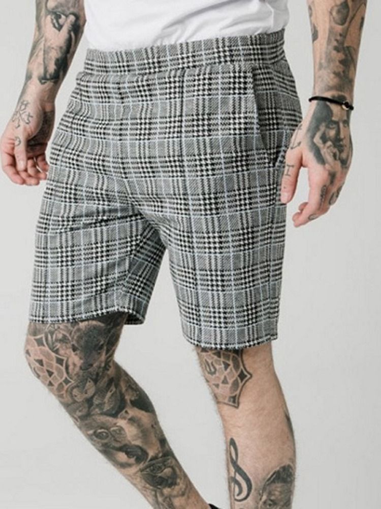 Pocket Plaid Straight Elastics Miesten Rento Shorts