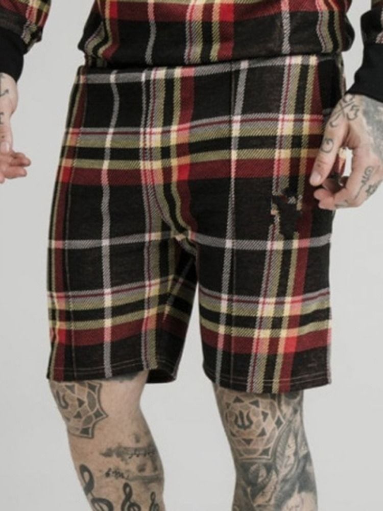 Pocket Plaid Straight Elastics Miesten Rento Shorts