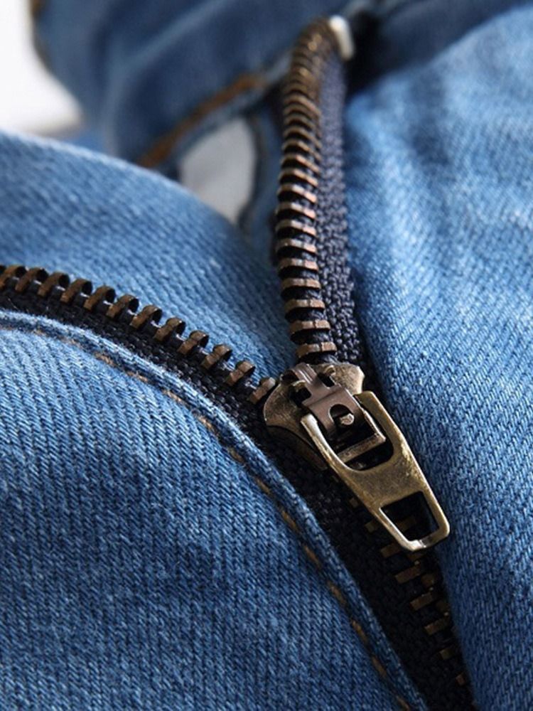 Suorat Liukuväriset Patchwork Zipper -farkut