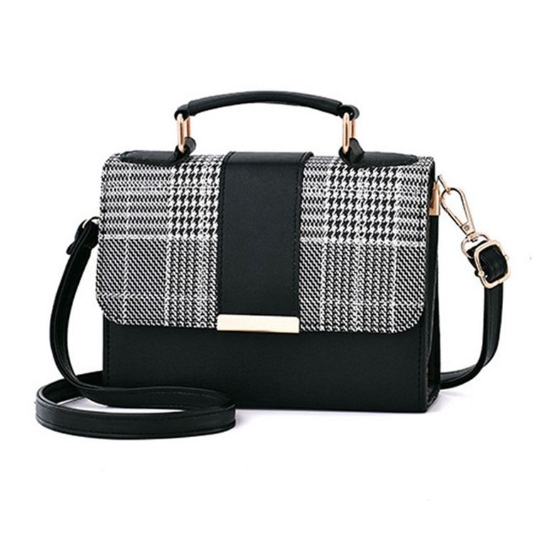 Väri Block Pu Houndstooth Square Tote Bags