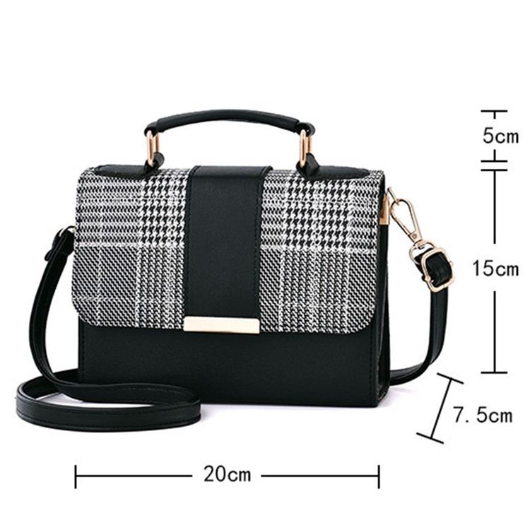 Väri Block Pu Houndstooth Square Tote Bags