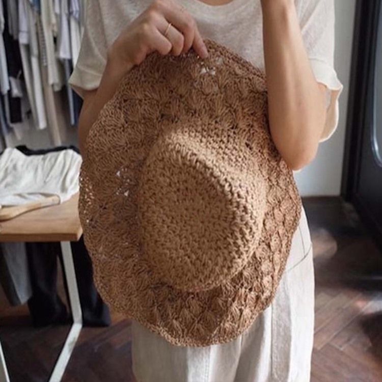 Naisten Hollow Out Straw Sunhat