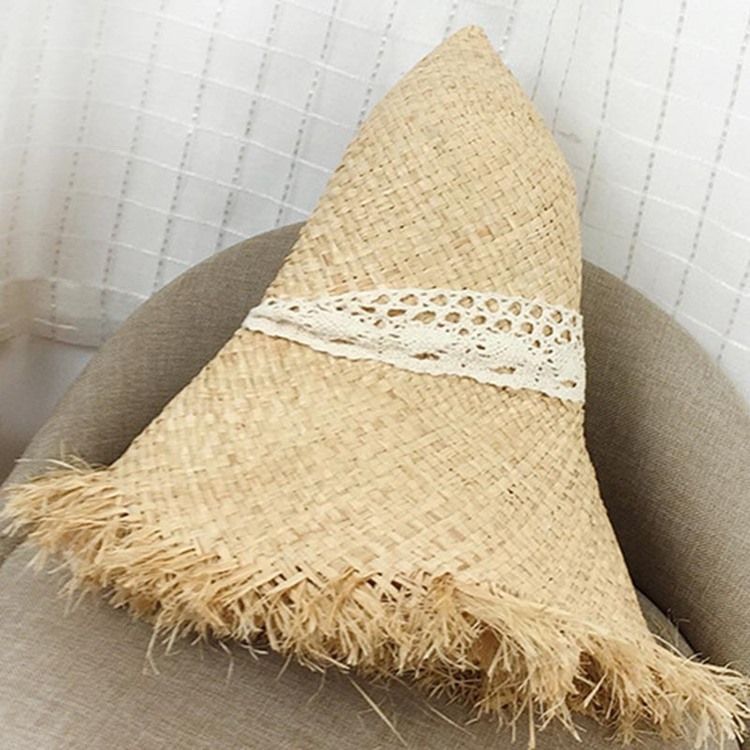 Naisten Lafite Straw Lace Bind Sunhat