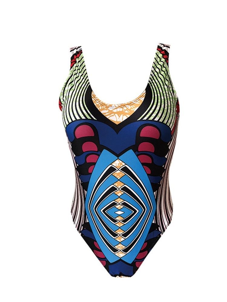 Naisten Print Stripe Tankini Set -uimapuvut